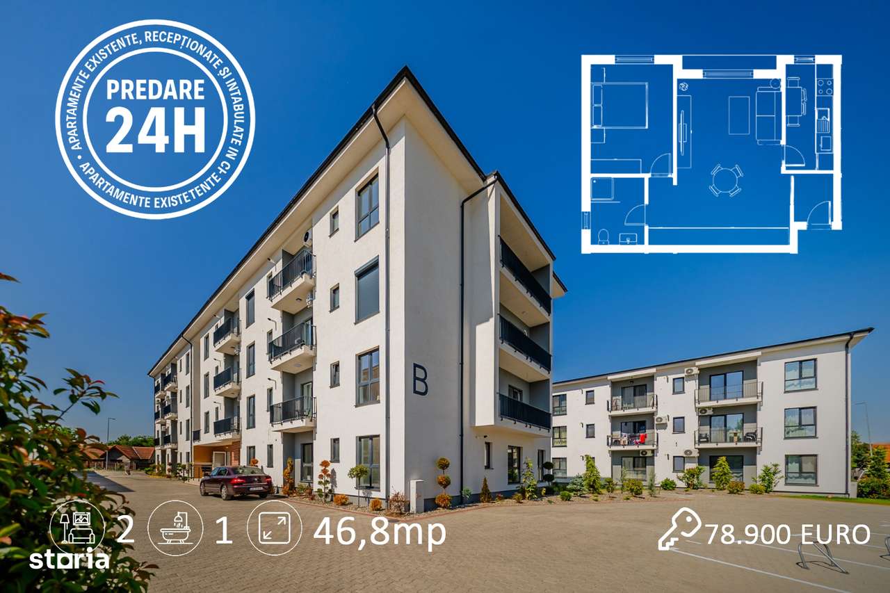 Apartament 2 camere-Bloc nou, predare 24H-0