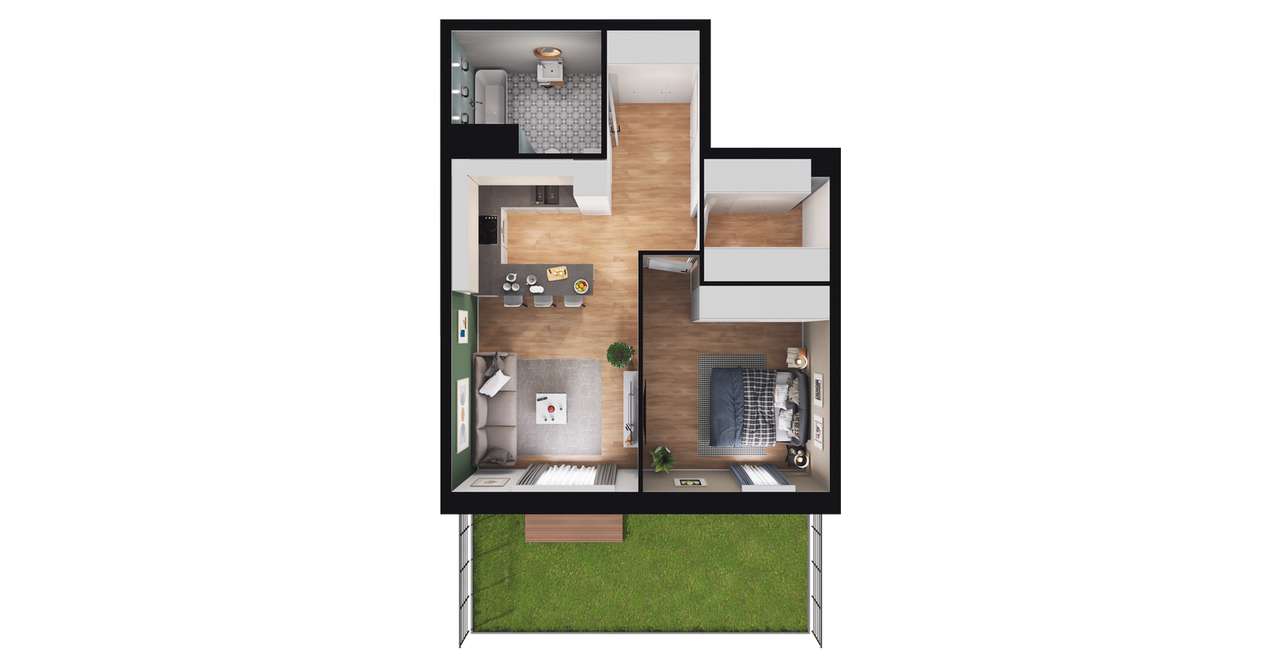 2-pokojowe mieszkanie 48m2 + ogródek Bez Prowizji - Pełny obrazek: 3/9