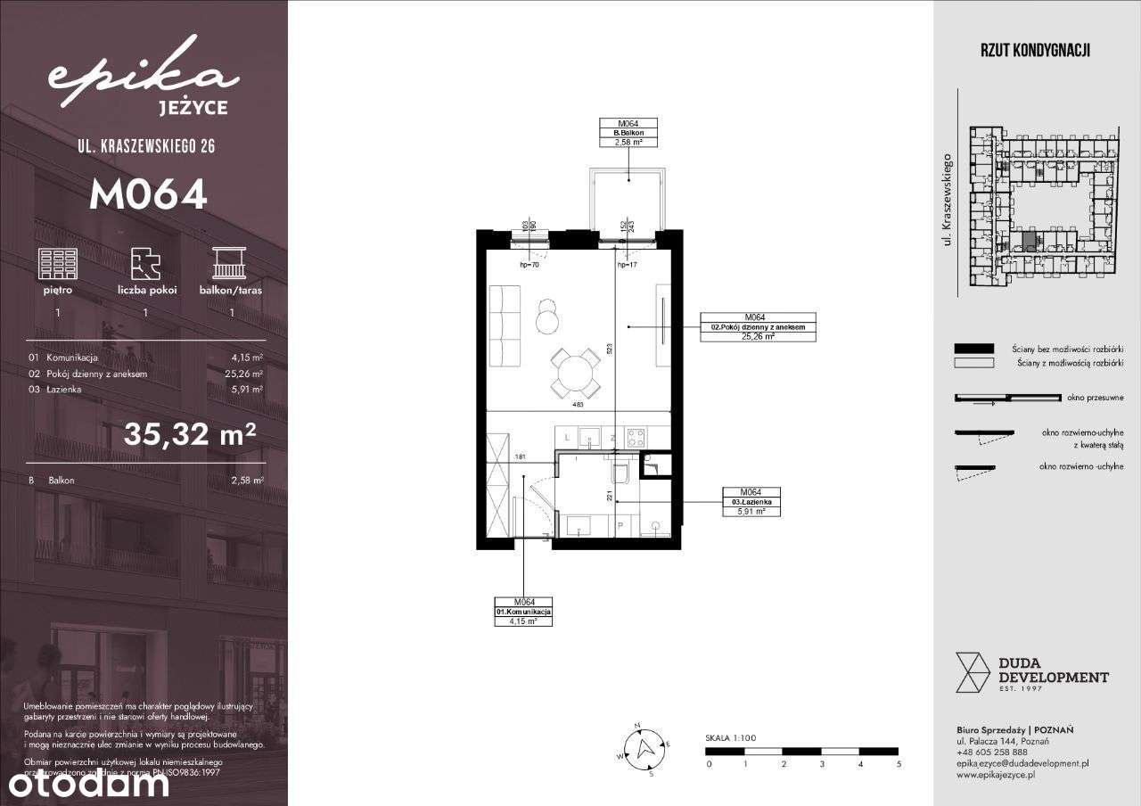 Widok na zielone patio, jeden pokój, Jeżyce - Pełny obrazek: 3/9