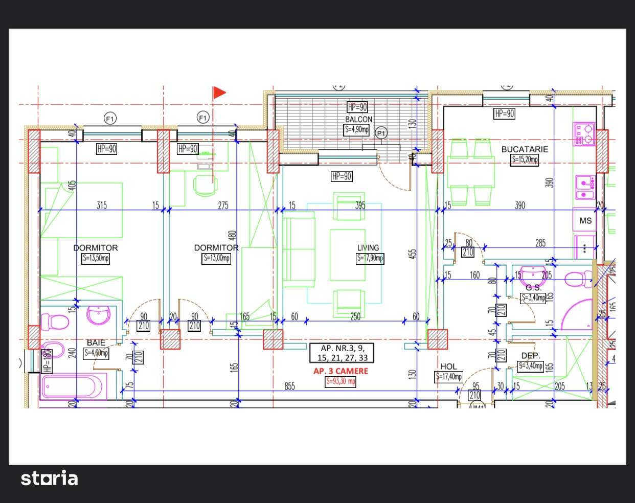 Apartament 3 camere|94,80 mp | Etaj 1 sau 3 | 105.000 €-8