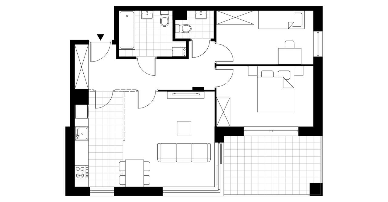 3-pokojowe mieszkanie 64m2 + taras Bezpośrednio - Pełny obrazek: 3/8