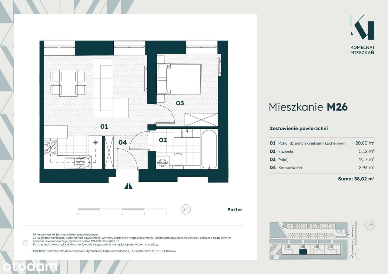 2-pokojowe mieszkanie 38m2 Bezpośrednio - Pełny obrazek: 2/7