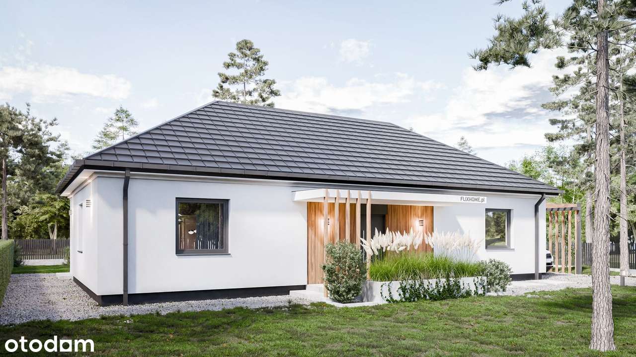 Nowoczesny dom parterowy w Klonówcu–trwała konstrukcja, stan zamknięty-8