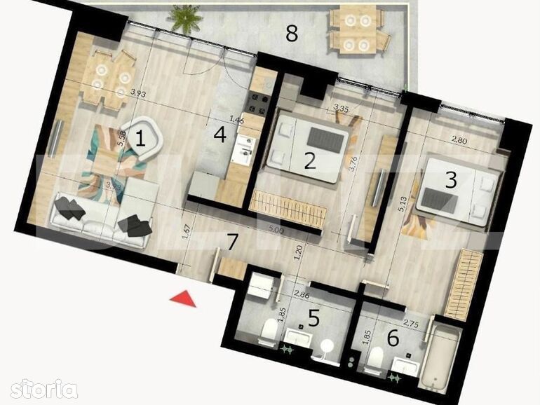Apartament 3 camere, 99 mp, Ansamblu Rezidențial