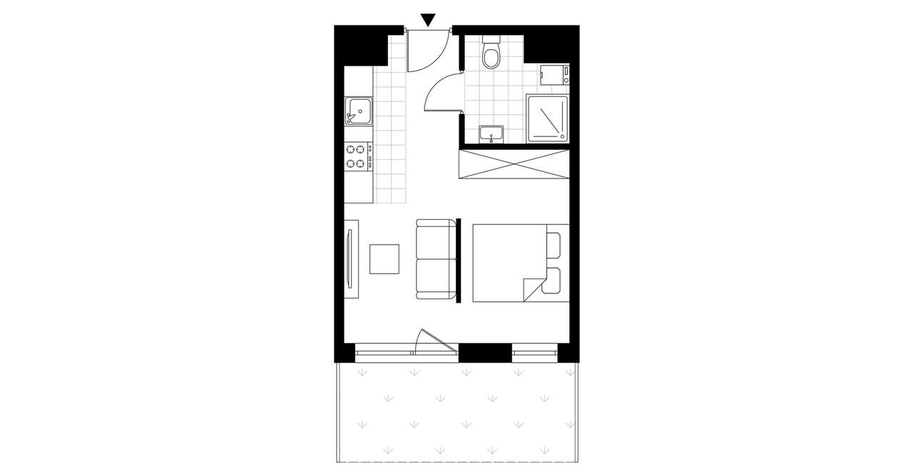 1-pokojowy apartament inwestycyjny 26m2 + ogródek - Pełny obrazek: 3/8