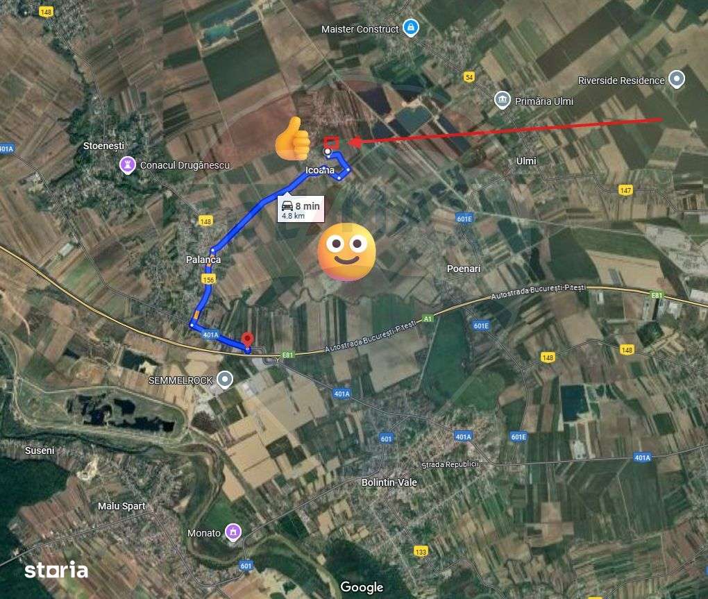Teren intravilan de vanzare 4,445 mp Km 30-A1/ Icoana / Ulmi - Imagine principală: 1/5