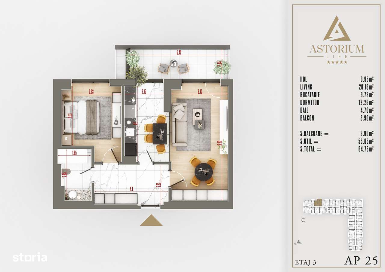 2 camere decomandat- proiect premium Titan Pallady - Imagine principală: 5/10