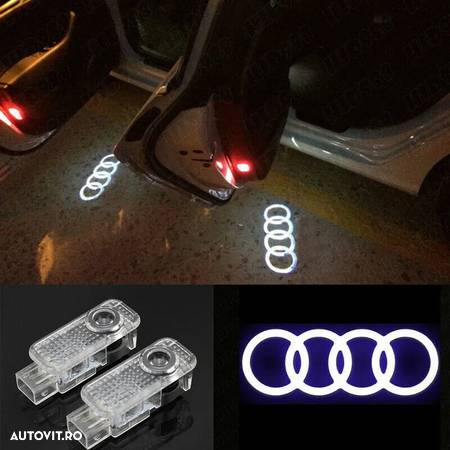 Set lampi led cu proiector logo Audi A3 A4 A5 A6 A7 A8 Q3 Q5 Q7 - 1