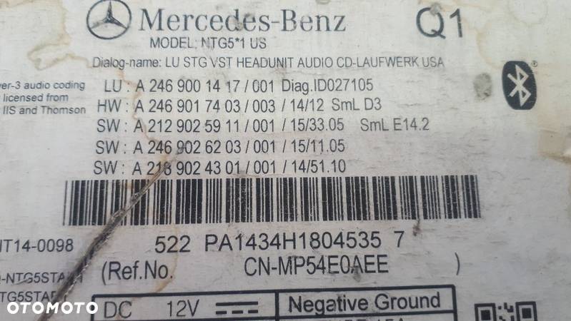 Radio Nawigacja Mercedes A2469001417 B-klasa W246 Gwarancja - 2