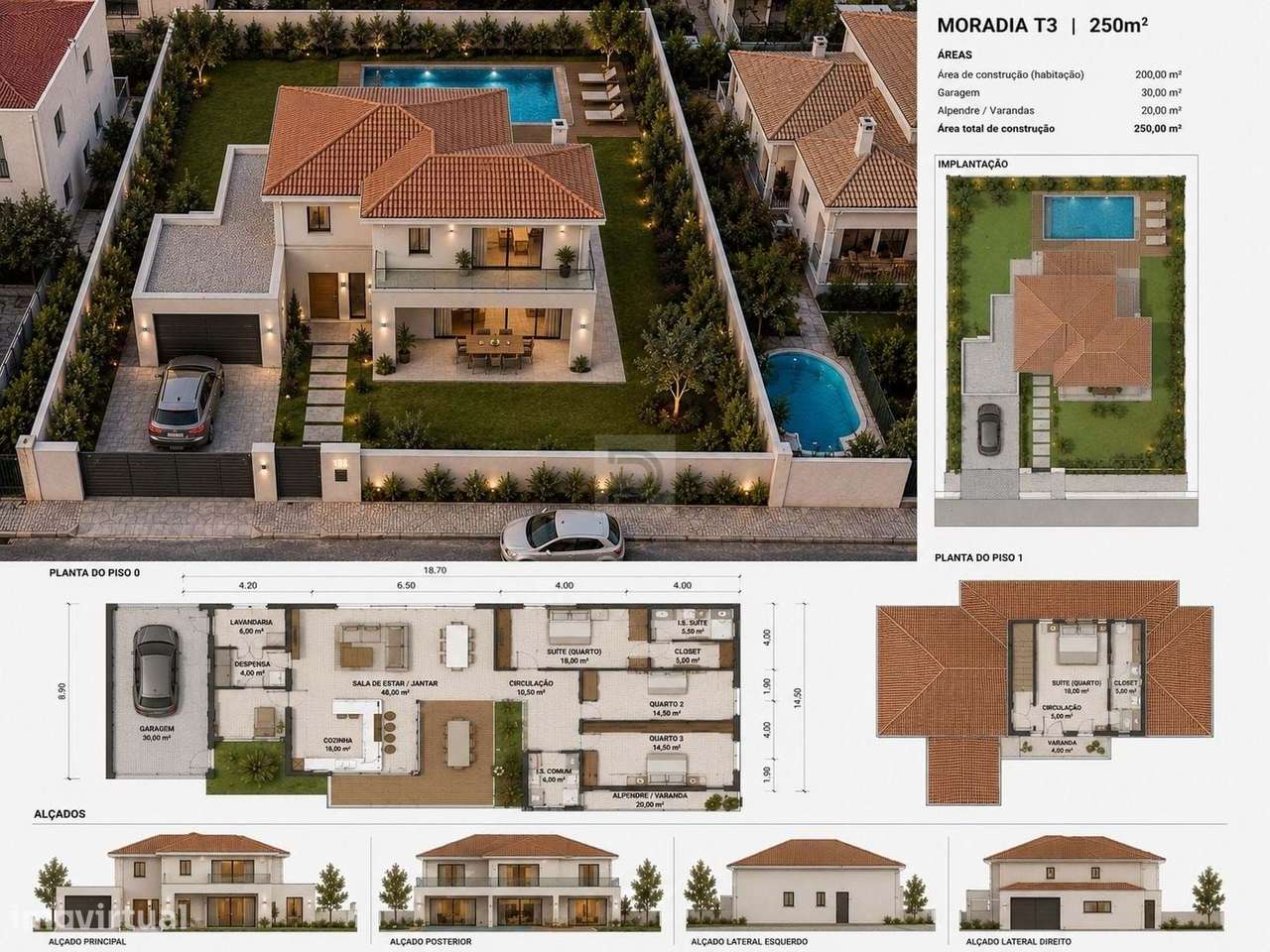 Terreno com Projeto Aprovado - Moradia T3 com Piscina-0