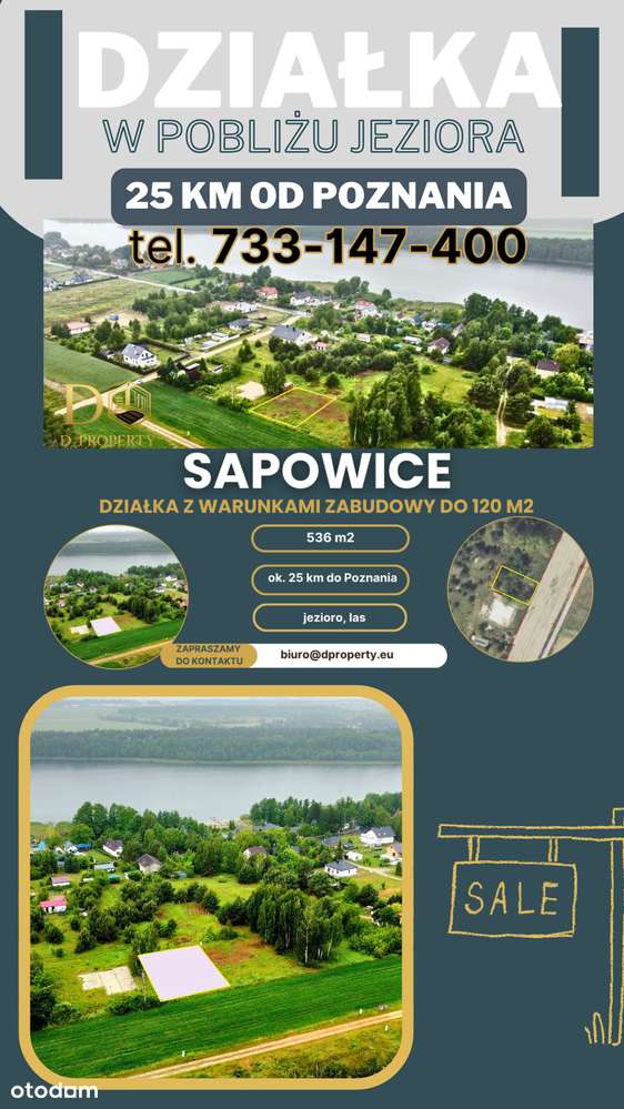 Działka budowlana blisko jeziora, gotowe WZ — Sapowice, gmina Stęszew-0