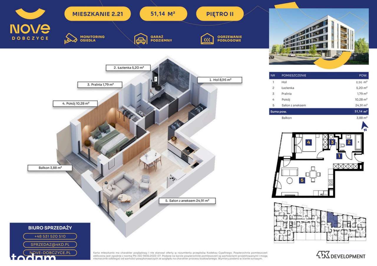 Nove Dobczyce | mieszkanie 2-pok. | 21 - Pełny obrazek: 2/7