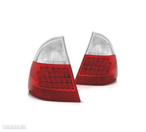 FAROLINS TRASEIROS LED PARA BMW E46 TOURING 98-05 VERMELHO BRANCO - 1