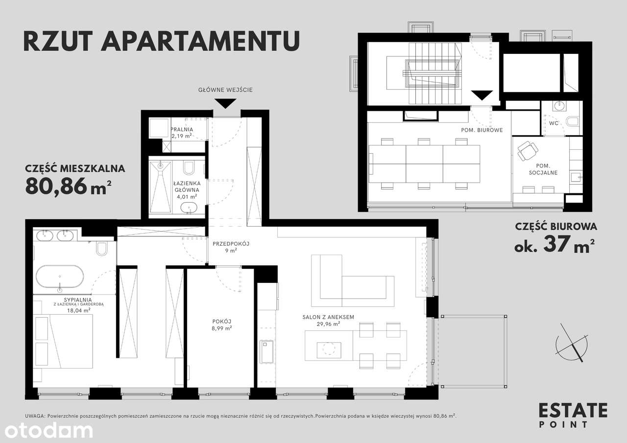 3 pokojowe M. 80,86 m² + prywatne biuro lub siłownia 37 m²-14