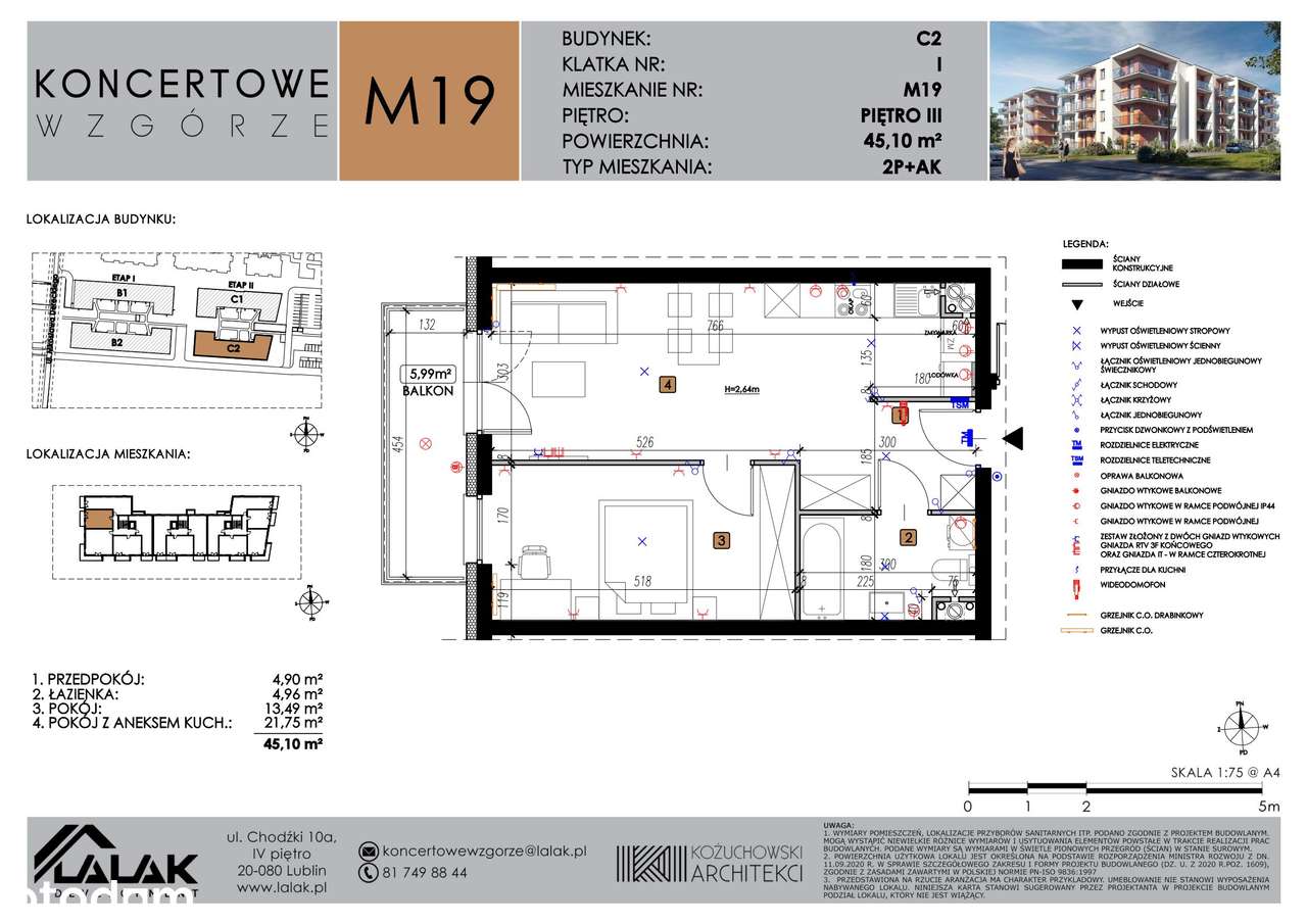 2-pokojowe mieszkanie 45m2 + balkon Bezpośrednio - Pełny obrazek: 2/7
