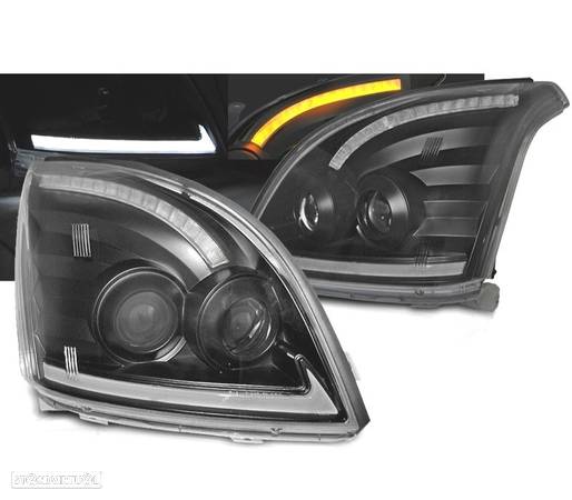 FARÓIS TUBE LIGHT PARA TOYOTA LAND CRUISER 120 03-09 COM INDICADOR DINÂMICO PRETO - 1