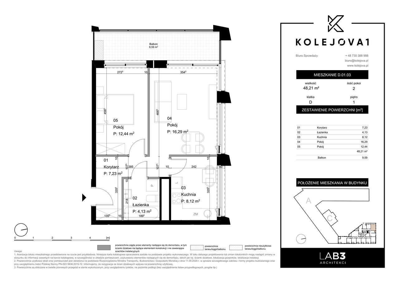 Kolejova 1 | mieszkanie 2-pok. | D.01.03 - Pełny obrazek: 2/7