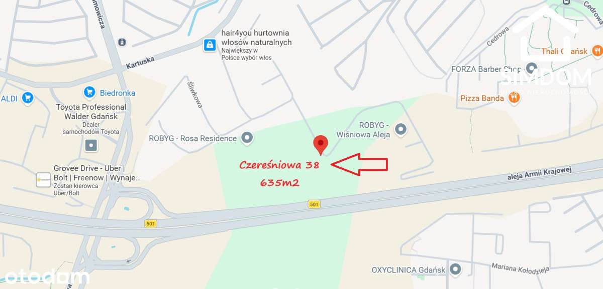 Działka 635m2 Gdańsk ul. Czereśniowa-1