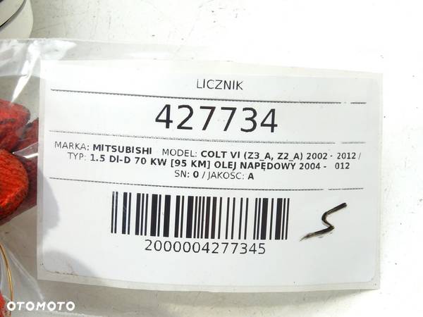 LICZNIK MITSUBISHI COLT VI (Z3_A, Z2_A) 2002 - 2012 1.5 DI-D 70 kW [95 KM] olej napędowy 2004 - - 5