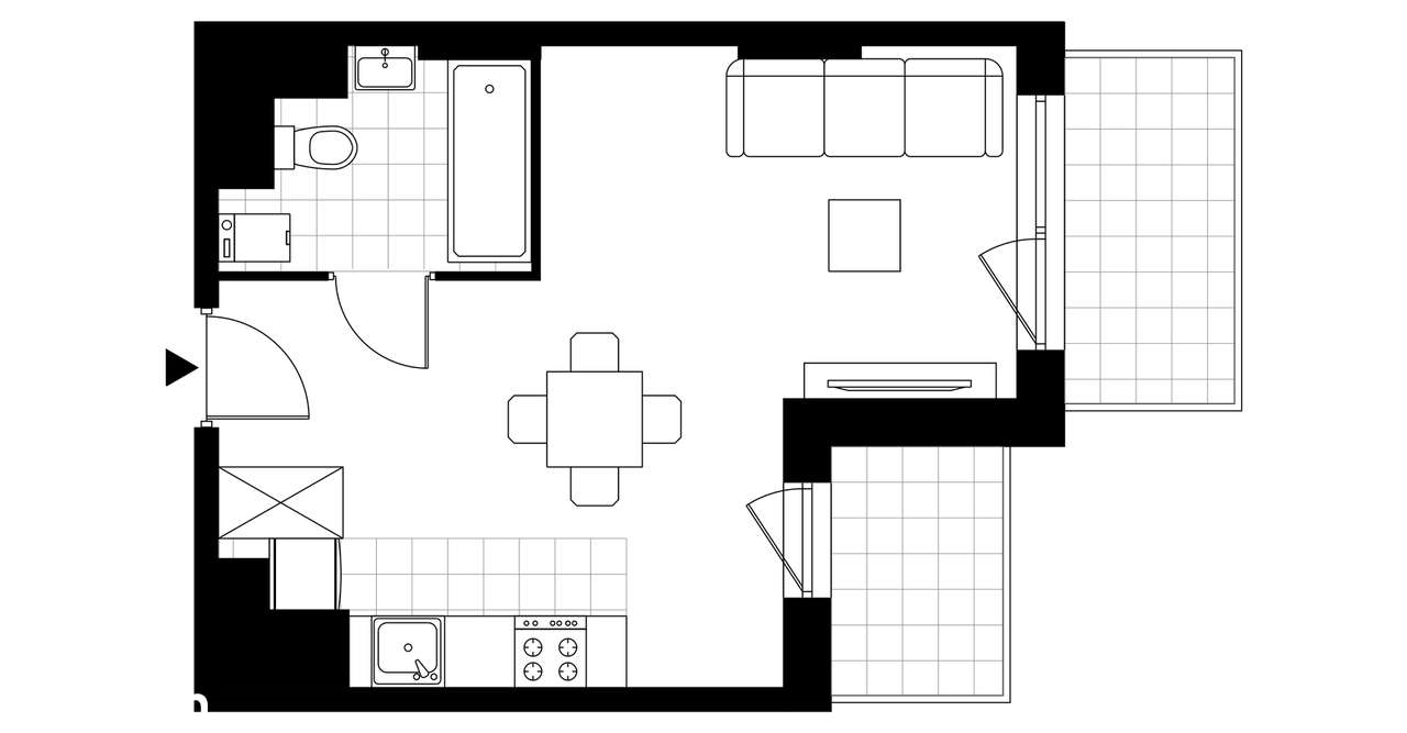 1-pokojowe mieszkanie 29m2 + 2 balkony - Pełny obrazek: 3/8
