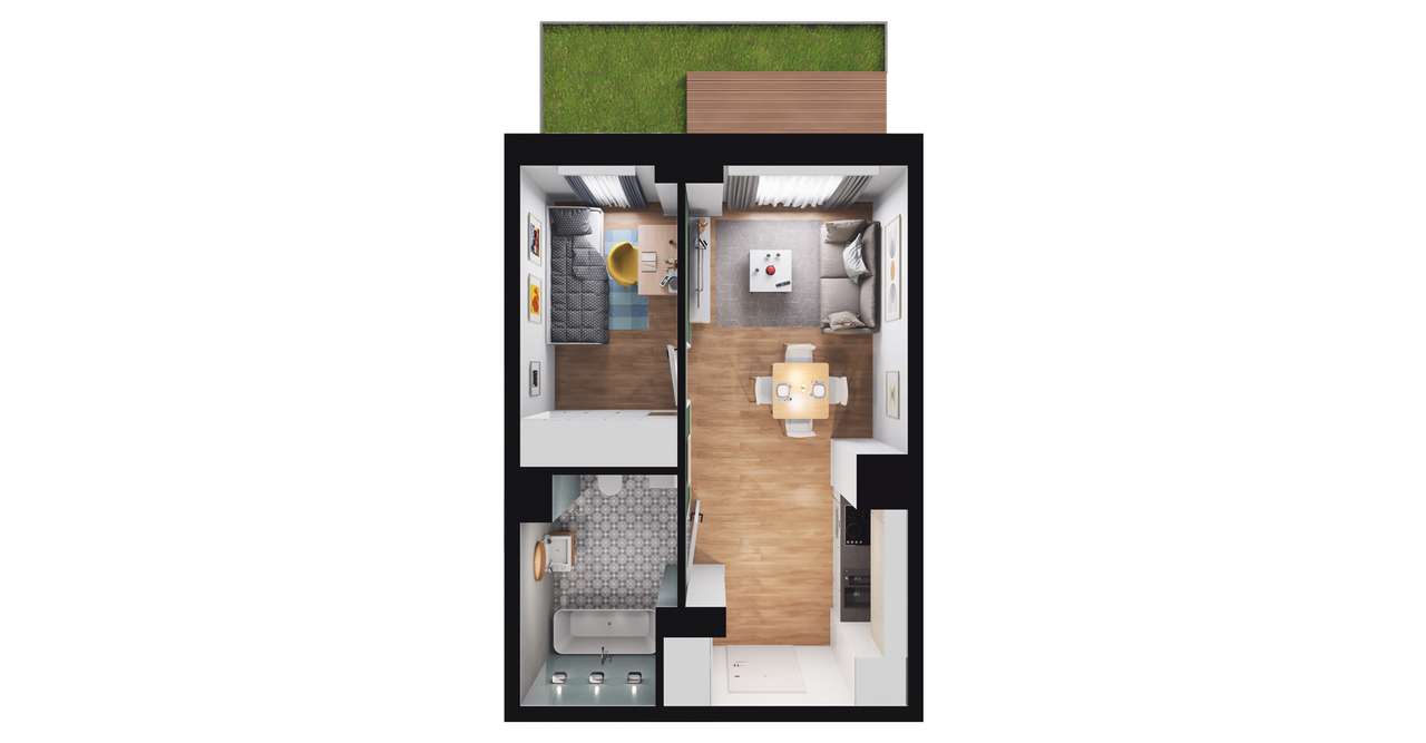 1-pokojowy apartament inwestycyjny 31m2 + ogródek - Pełny obrazek: 2/8