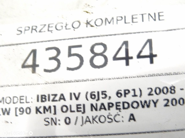 SPRZĘGŁO KOMPLETNE SEAT IBIZA IV (6J5, 6P1) 2008 - 2017 1.9 TDI 66 kW [90 KM] olej napędowy 2008 - 9