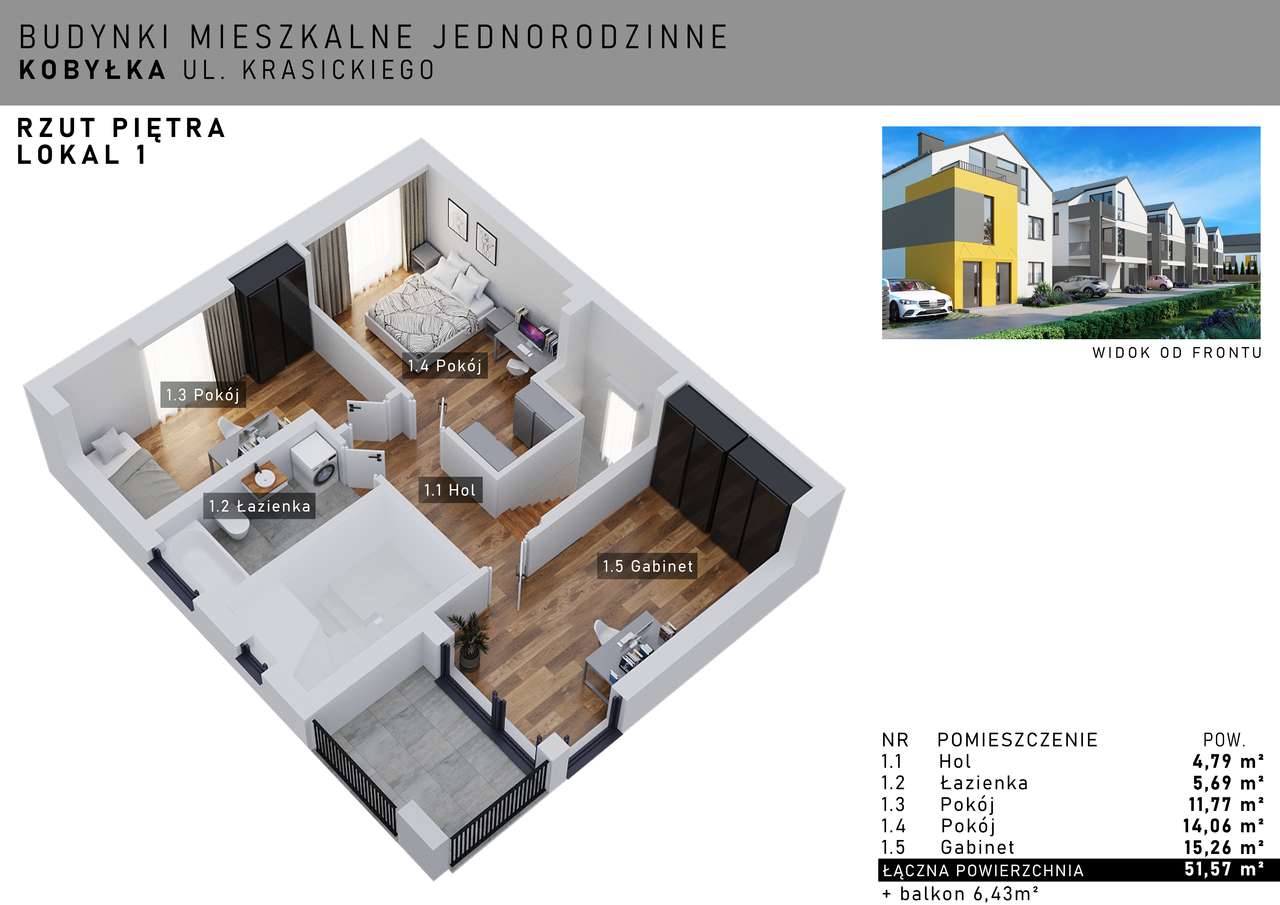 Dwupoziomowe mieszkanie z balkonem i 2 miejscami postojowymi - Pełny obrazek: 3/3