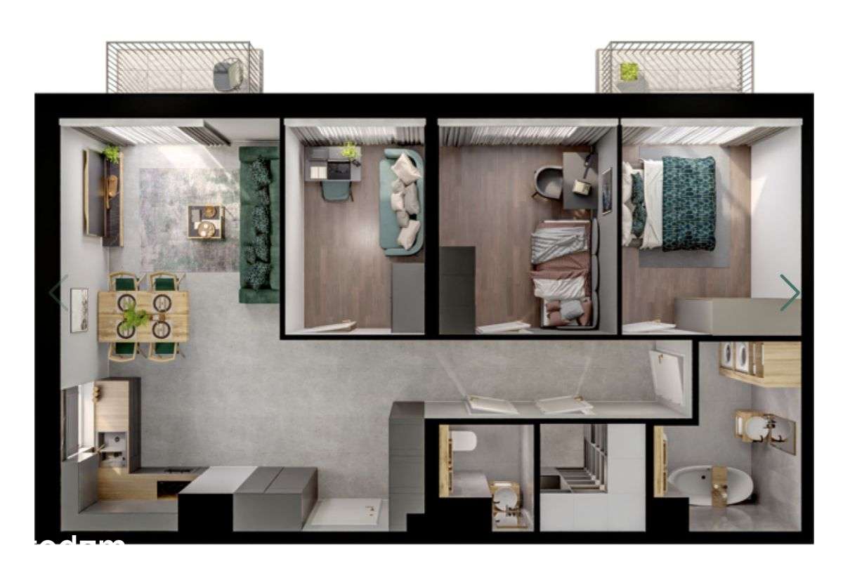 4 pokoje, 2 balkony, tereny zielone-5