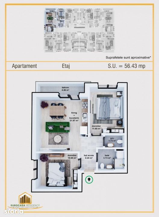 Apartament cu 3 camere Militari Residence