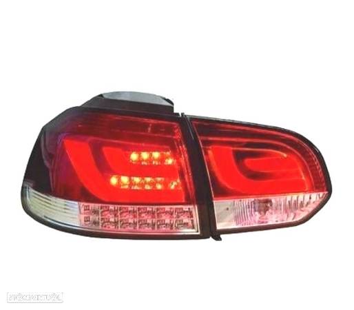 FAROLINS TRASEIROS LED LIGHTBAR PARA VOLKSWAGEN VW GOLF 6 MK VI 08-12 VERMELHO CROMADO - 2