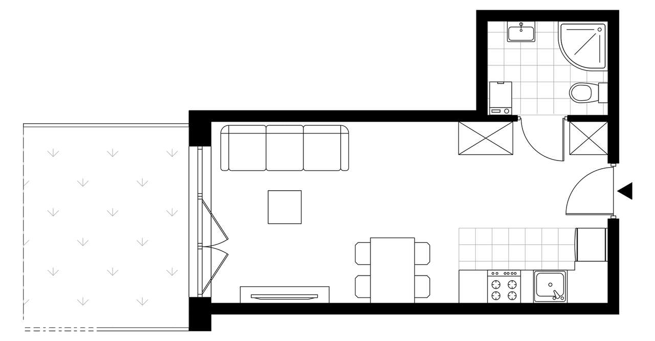 1-pokojowe mieszkanie 26m2 + ogródek - Pełny obrazek: 3/8