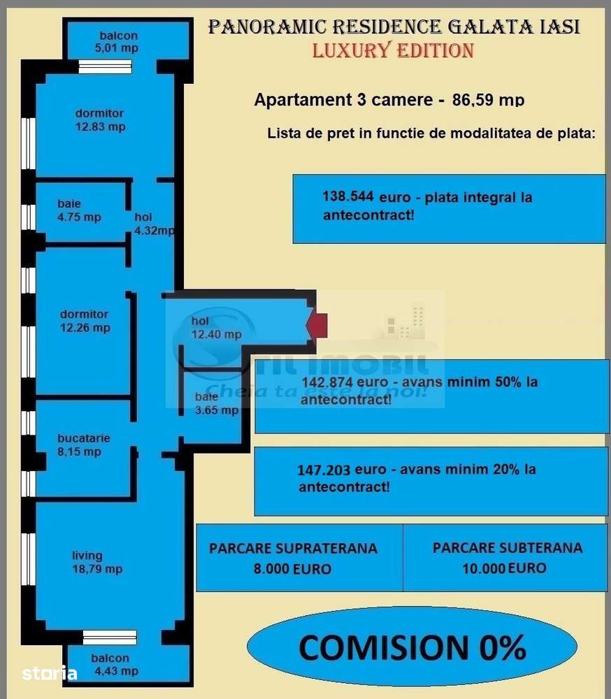 Apartament decomandat de vanzare in Iasi, Galata, 86,59 mp, bloc nou-1
