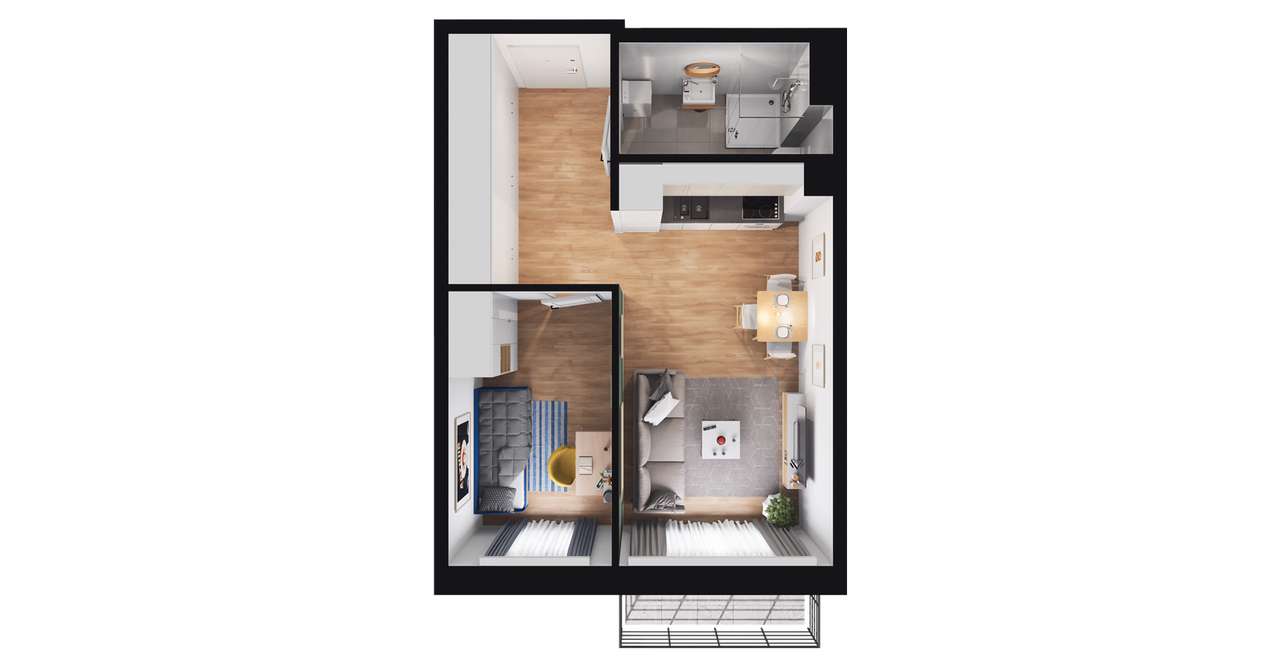 Ogrody centrum 2 | mieszkanie 2-pok. | B.1.15 - Pełny obrazek: 3/9