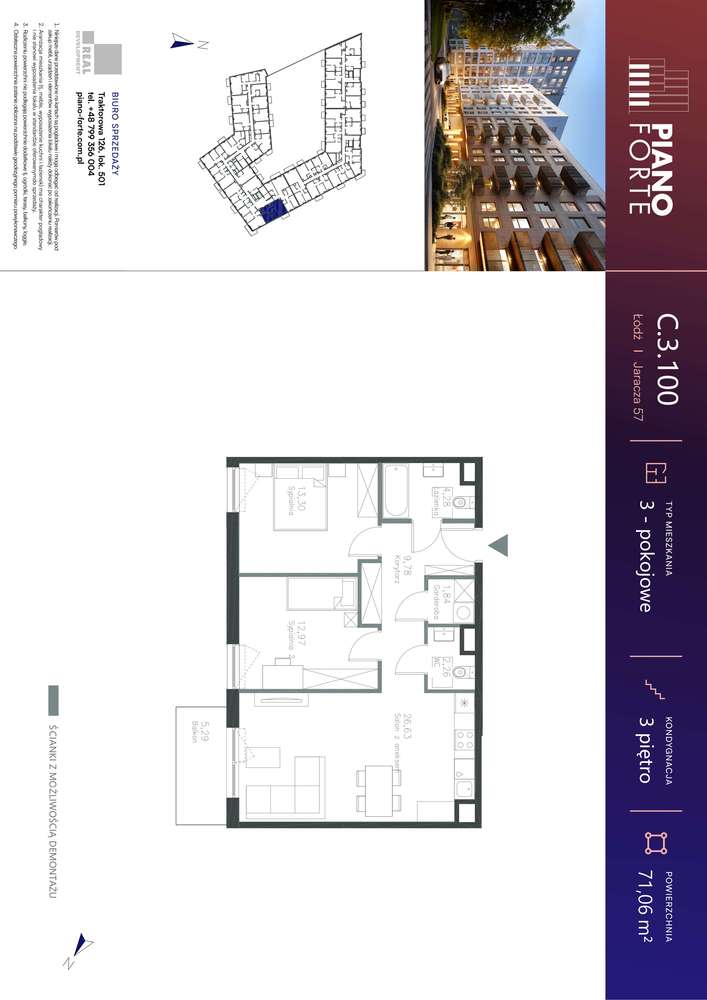 3-pokojowe mieszkanie 71m2 + balkon Bez Prowizji - Pełny obrazek: 2/7