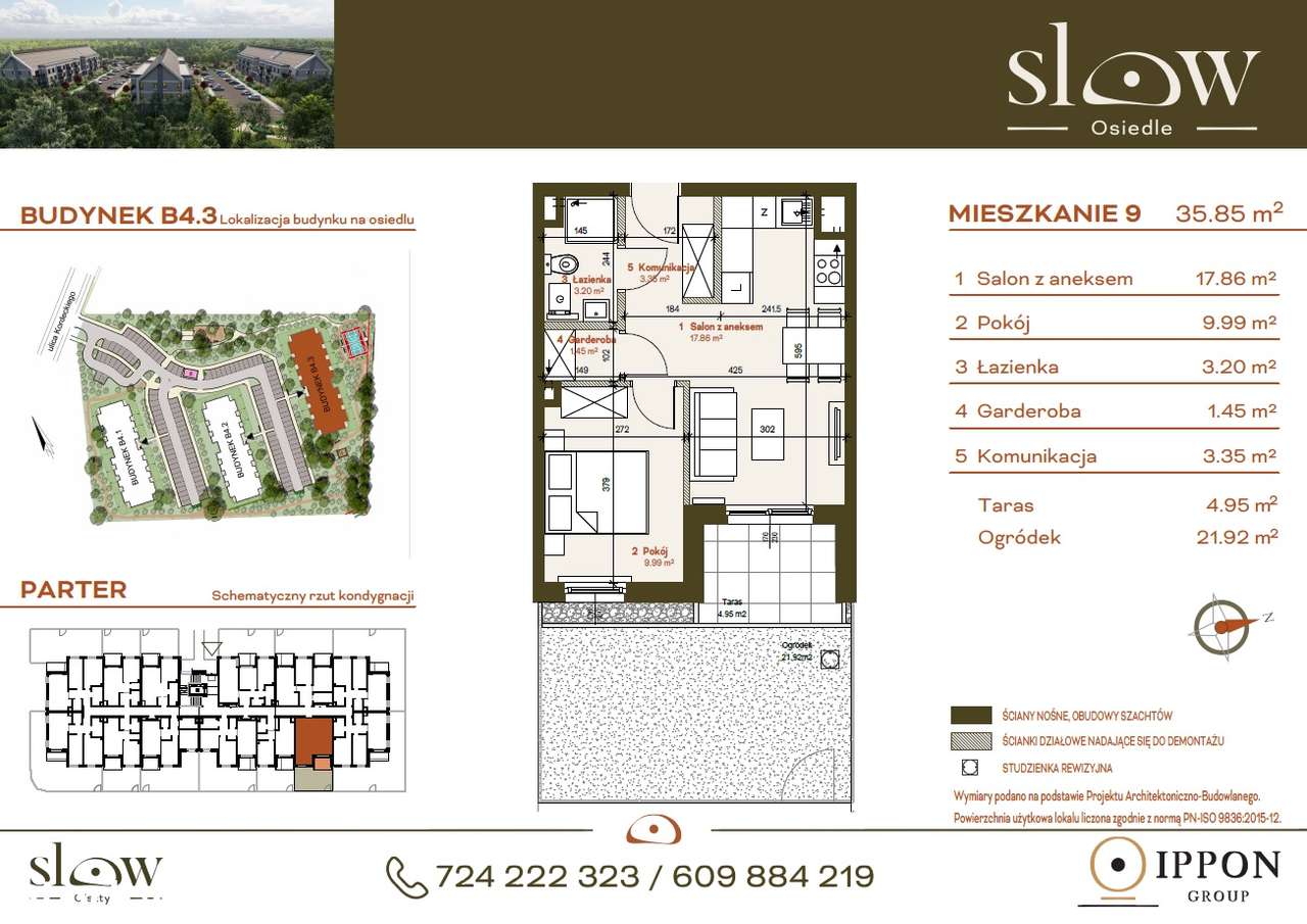 Mieszkanie z ogródkiem - 2 pokoje - osiedle SLOW - B4.3_M9 - Pełny obrazek: 5/11