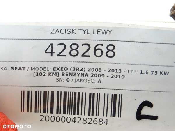 ZACISK TYŁ LEWY SEAT EXEO (3R2) 2008 - 2013 1.6 75 kW [102 KM] benzyna 2009 - 2010 - 4