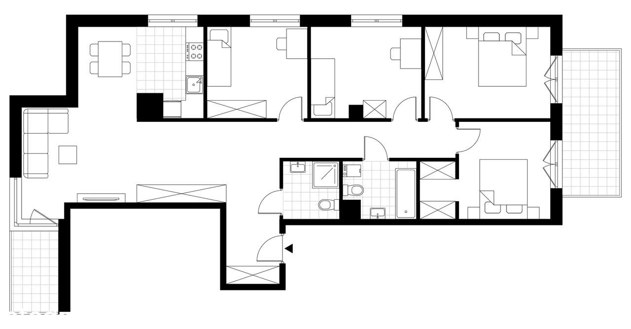 5-pokojowe mieszkanie 101m2 + 2 balkony - Pełny obrazek: 4/9