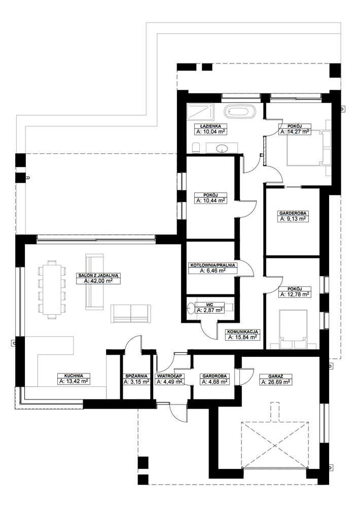 Dom z płaskim dachem, nowoczesny pow. 218/2000 m2 - 4 pok - Pełny obrazek: 5/10