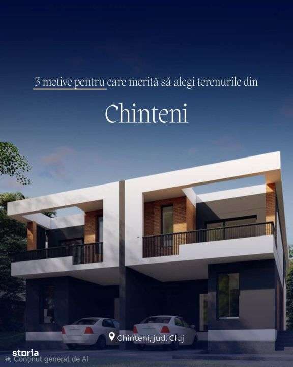 Teren autorizatie duplex, 500mp, utilitati, Chinteni - Imagine principală: 1/4