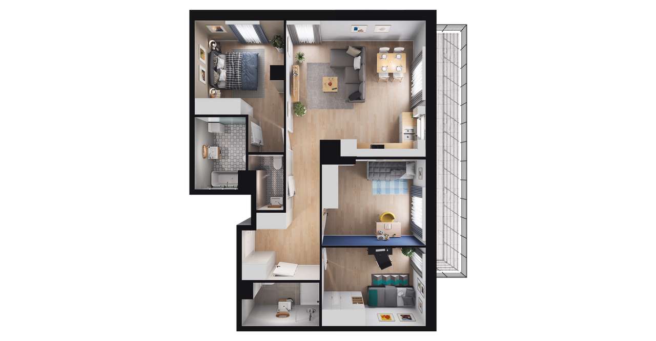 4-pokojowe mieszkanie 84m2 + balkon Bezpośrednio - Pełny obrazek: 2/6