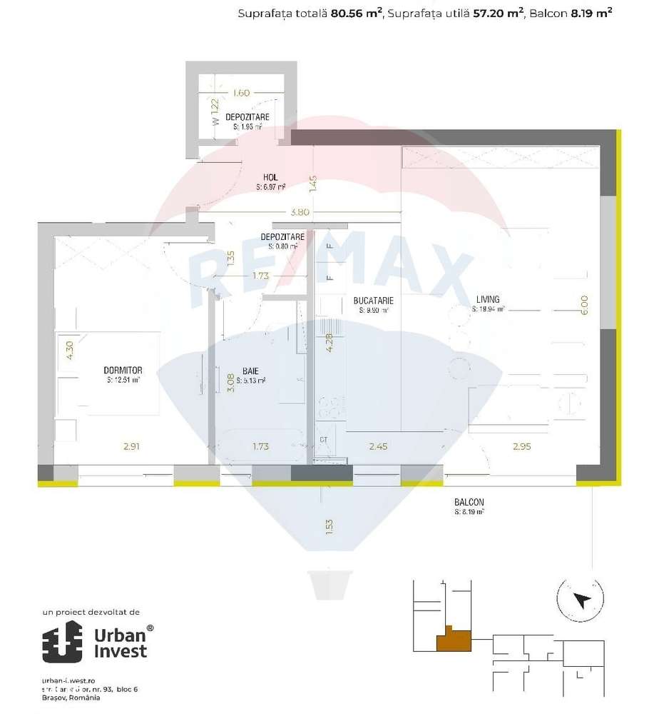 Apartament de 2 camere | Urban Plaza |  Etaj 8, Orientare Vest-10