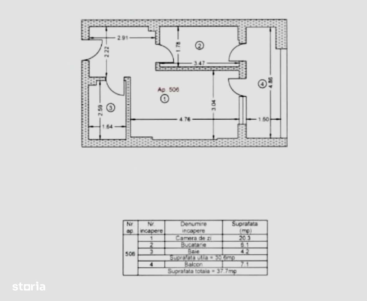Apartament, 38 m², -17