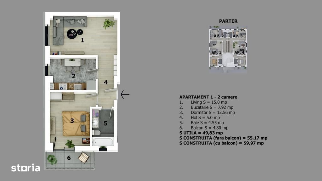 Apartament 2 camere | Decomandat | Bucatarie inchisa | Zona Maramures