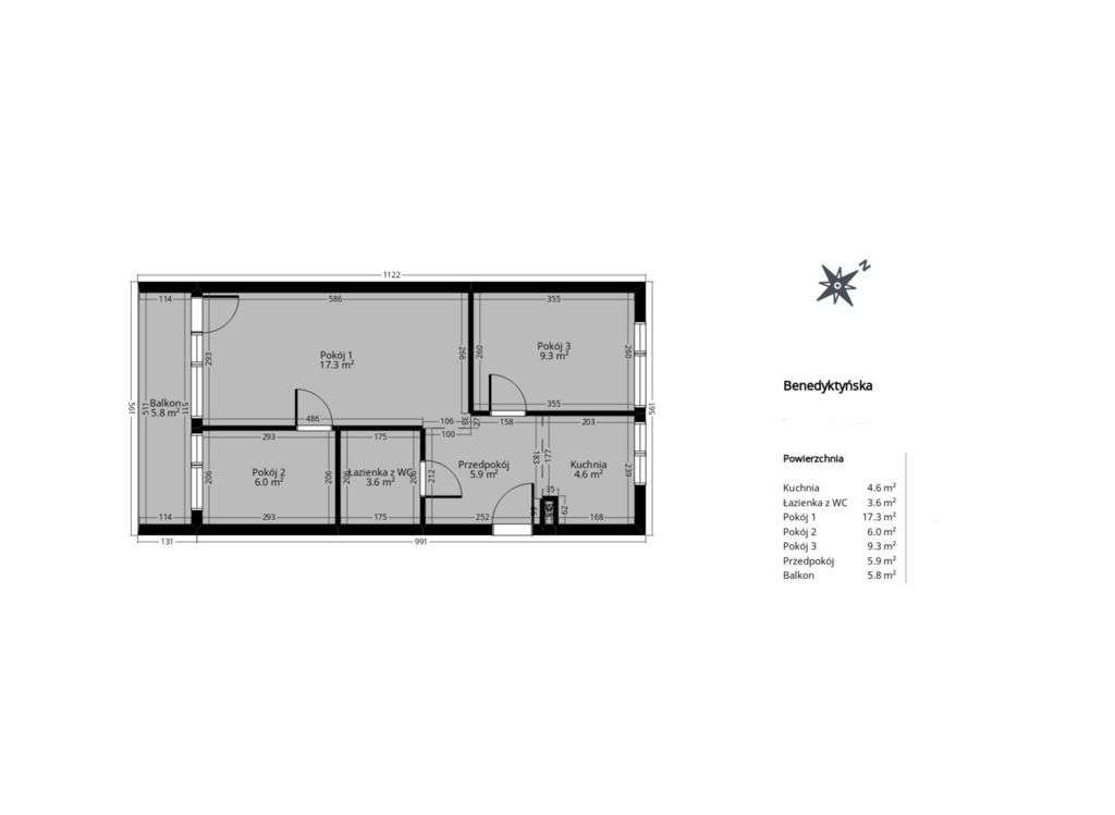 -3pok-47m2-PO REMONCIE-PL.GRUNWALD-5min do RYNKU-MIEJSKIE-BALKON 6m2- - Pełny obrazek: 3/8