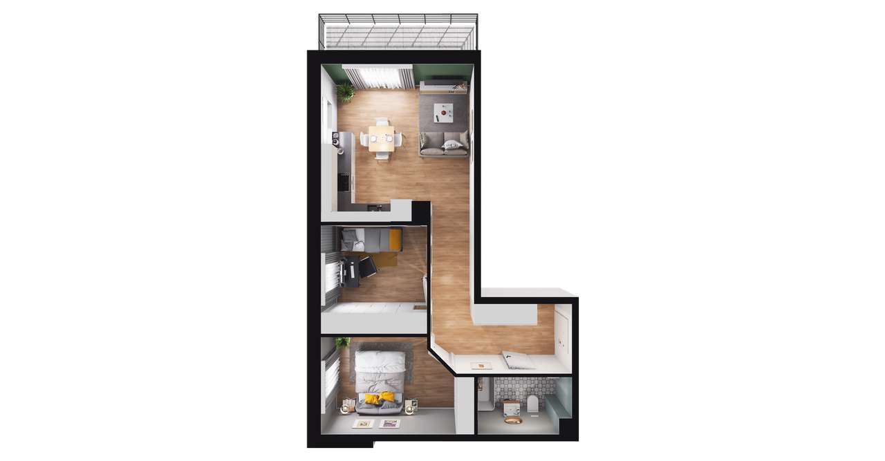 3-pokojowe mieszkanie 54m2 + balkon Bez Prowizji - Pełny obrazek: 3/9