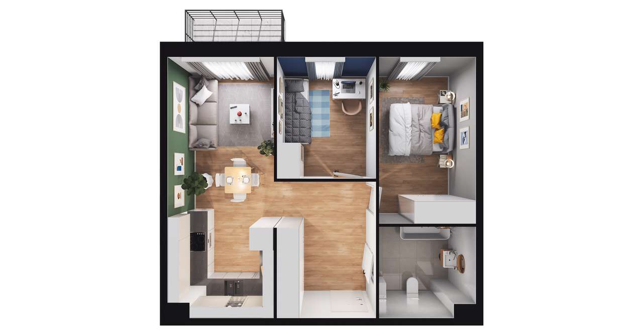 2-pokojowe mieszkanie 52m2 Bezpośrednio - Pełny obrazek: 2/8