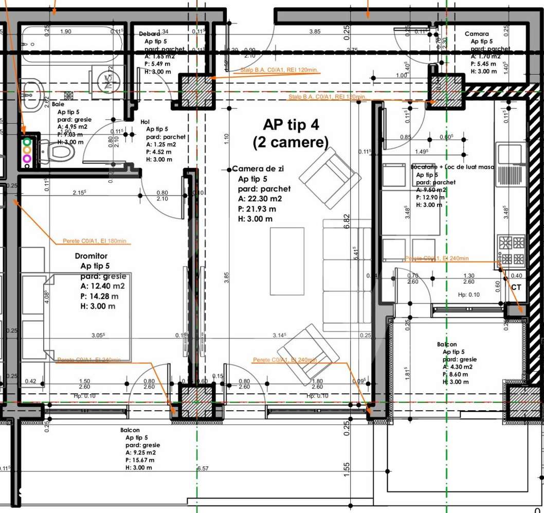 Apartament 2 camere 51mp utili buc separata balcon etaj 1 Sibiu-1
