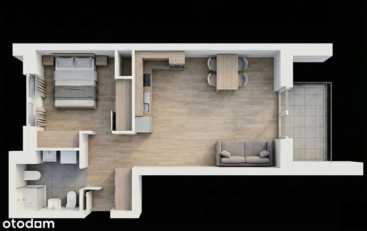 Apartament 13 - 40.98m2 + balkon 3.39m2 - Łódzka 166 Częstochowa - Pełny obrazek: 3/15