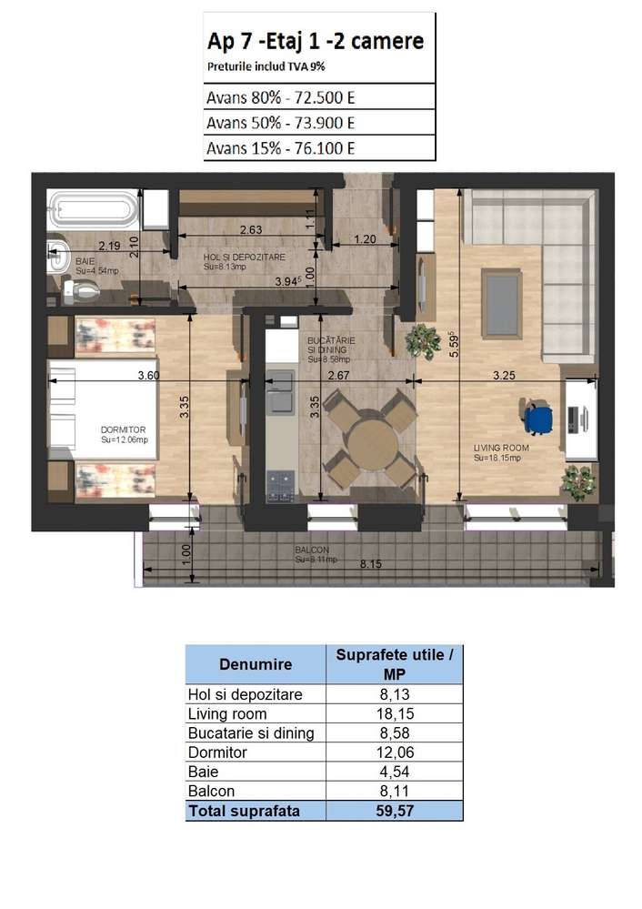 Ultimele 2 Apartament 2 camare Dezvolator Campulung Arges Bloc Nou-8