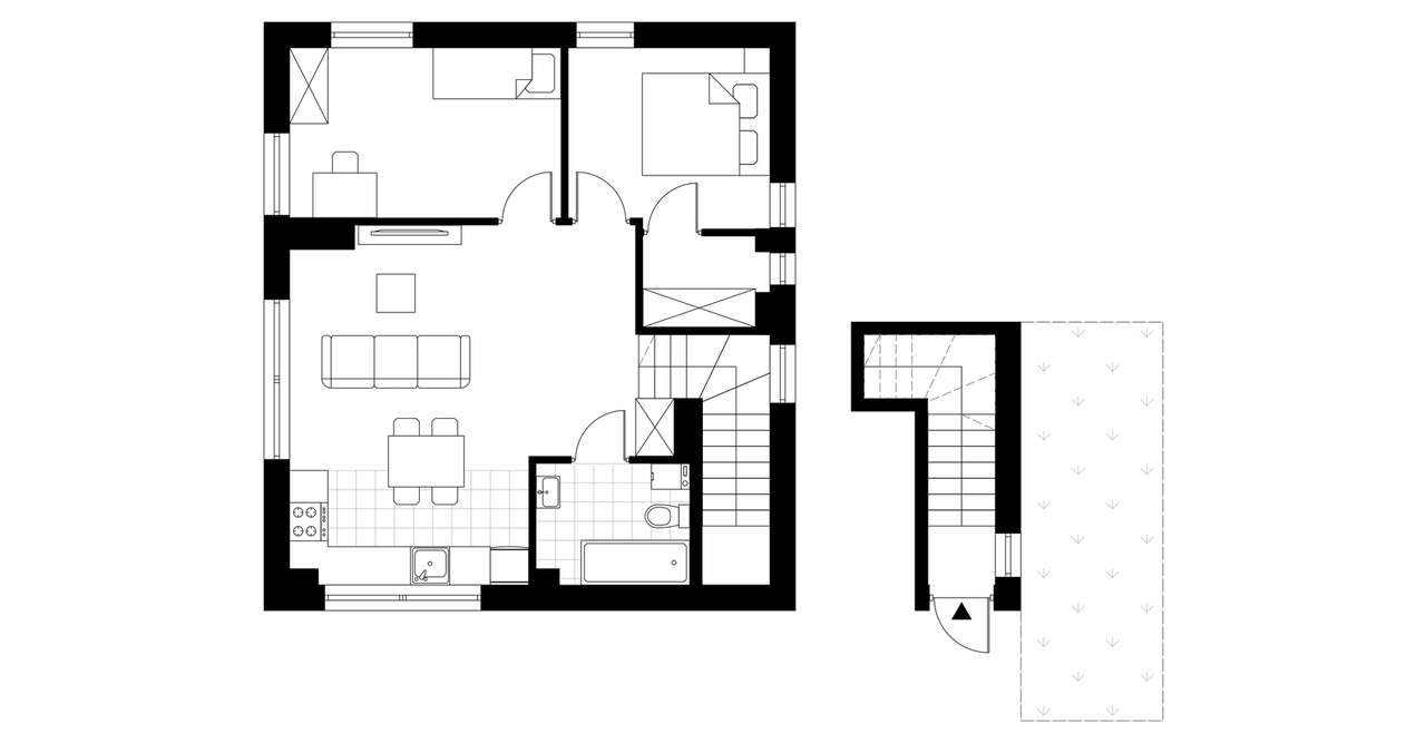 3-pokojowe mieszkanie 54m2 + ogródek Bezpośrednio - Pełny obrazek: 3/8